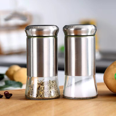 Takositio Glass Grocery Container  - 100 ml(Pack of 2, Silver)