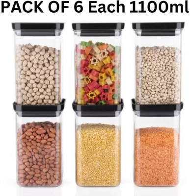 DEXON Plastic Grocery Container  - 1100 ml(Pack of 6, Clear)