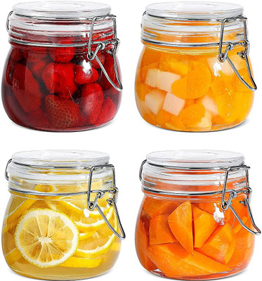 anjaneya enterprise Glass Grocery Container  - 500 ml(Pack of 4, Clear)