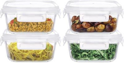 Cutting EDGE Glass Grocery Container  - 2200 ml(Pack of 4, Clear)