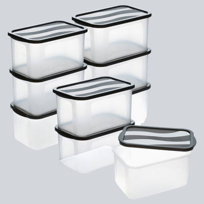 KUBER INDUSTRIES Plastic Fridge Container  - 4 L(Pack of 9, Black)
