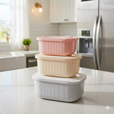 Giftora Plastic Fridge Container  - 100 ml(Pack of 3, Multicolor)