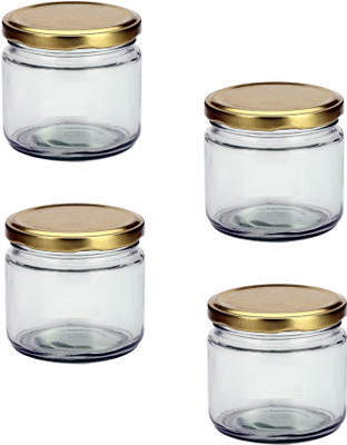 AFAST Glass Cookie Jar  - 350 ml(Pack of 4, Clear)