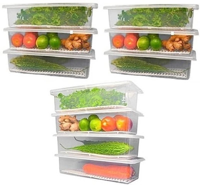 Zubix Plastic Fridge Container  - 1500 ml(Pack of 6, Clear)
