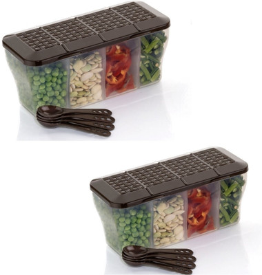 SEQUENCE Plastic Grocery Container  - 1800 ml(Pack of 2, Brown)