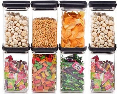SKYLIFE Plastic Grocery Container  - 1100 ml(Pack of 8, Clear, White)
