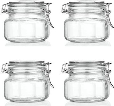 NAVPATH Glass Pickle Jar  - 500 ml(Pack of 4, Clear)