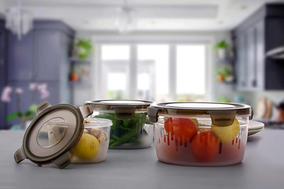 HELOVIA Plastic Grocery Container  - 1.20018006E10 ml(Pack of 3, Brown)