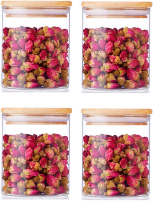 dwarkadhish Glass Grocery Container  - 685 ml(Pack of 4, Clear)