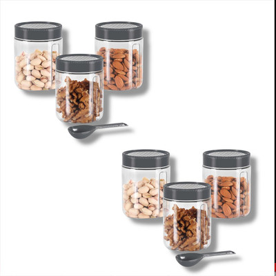 MILTON Plastic Grocery Container  - 650 ml(Pack of 6, Grey)