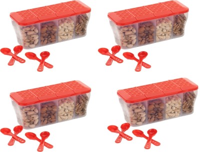 Metrolife Plastic Grocery Container  - 1800 ml(Pack of 4, Red)