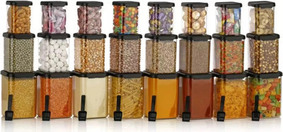 Ganesh Enterprise Plastic Grocery Container  - 950 ml, 650 ml, 350 ml(Pack of 24, Clear)