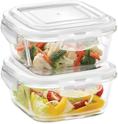 BOROSIL Glass Grocery Container  - 1040 ml(Pack of 2, Clear)