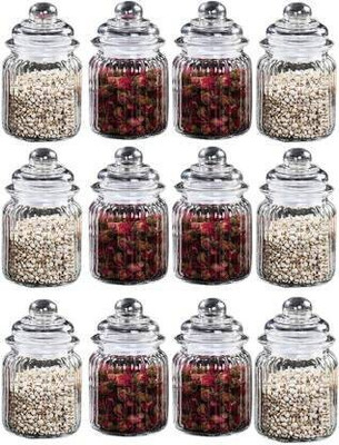 GOOD TO GREAT CREATION Glass Cookie Jar  - 350 ml(Pack of 12, Clear)