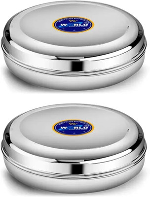 MS WORLD Stainless Steel Utility Container  - 650 ml(Pack of 2, Silver)