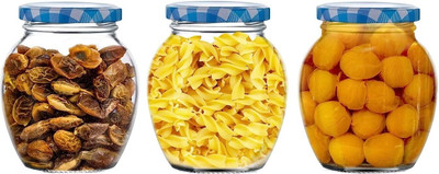 Star Work Glass Pickle Jar  - 400 ml(Pack of 3, Multicolor)