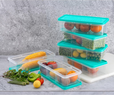RUSHIL WERE Plastic Fridge Container  - 2000 ml(Pack of 4, Green)