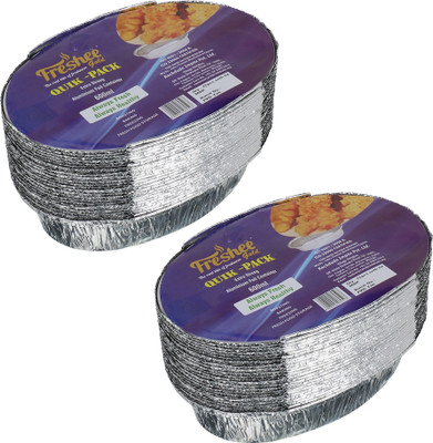 Freshee Aluminium Utility Container  - 600 ml(Pack of 2, Silver)