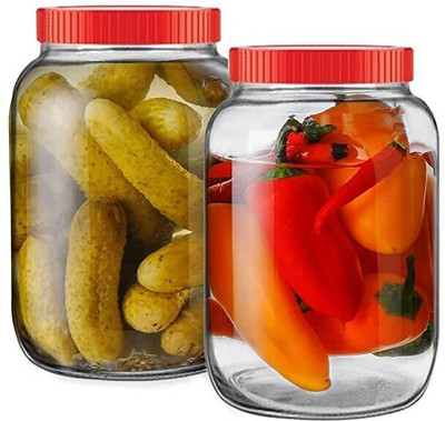 VERPHX Glass Grocery Container  - 1000 ml(Pack of 2, Clear)