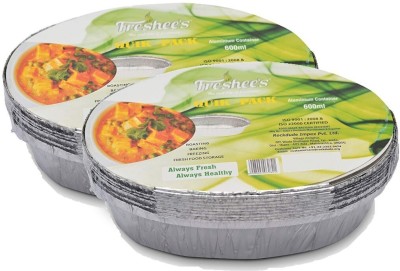 Freshee Aluminium Fridge Container  - 600 ml(Pack of 2, Silver)