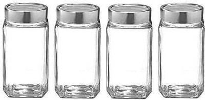 Kalsigate Glass Grocery Container  - 1000 ml(Pack of 4, Multicolor)