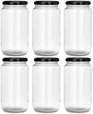 JIGSHTIAL Glass Grocery Container  - 1000 ml(Pack of 6, Clear)
