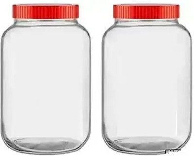 tirth hub Glass Grocery Container  - 2000 ml(Pack of 2, Clear)
