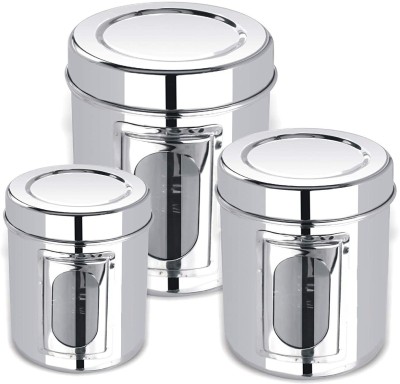VIRAL CRAFT Steel Utility Container  - 900 ml, 1200 ml, 1500 ml(Pack of 3, Silver)
