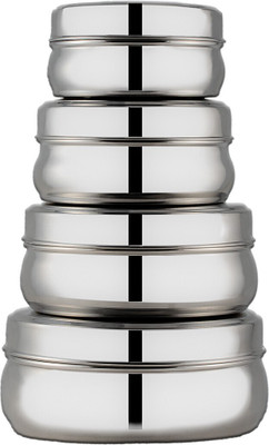 BOWLMAN Steel Bread Container  - 2500 ml(Pack of 4, Silver)