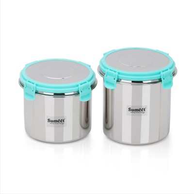 Sumeet Steel Utility Container  - 1100 ml, 1300 ml(Pack of 2, Green)