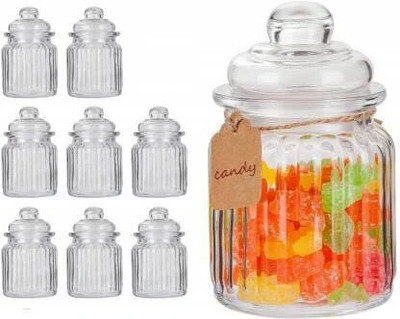 Sophronal Glass Grocery Container  - 350 ml(Pack of 9, Clear)