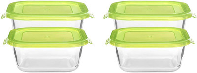 Cutting EDGE Glass Fridge Container  - 520 ml, 850 ml(Pack of 4, Green)
