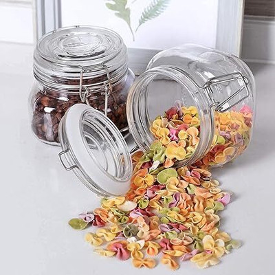 KDZONE Glass Pickle Jar  - 500 ml(Pack of 2, White)