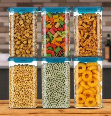 forsel Plastic Grocery Container  - 1100 ml(Pack of 6, Blue)