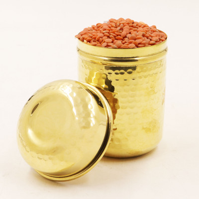 Spilbox Brass Grocery Container  - 600 ml(Gold)