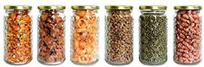 MOOZICO Glass Grocery Container  - 370 ml(Pack of 6, Gold)