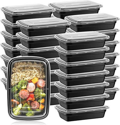 Kesora Plastic Fridge Container  - 450 ml(Pack of 25, Black)
