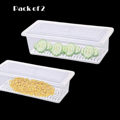 3D METRO SUPER STORE Plastic Fridge Container  - 1500 ml(Pack of 2, Clear)