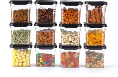 Kworld Plastic Grocery Container  - 600 ml(Pack of 6, Black)
