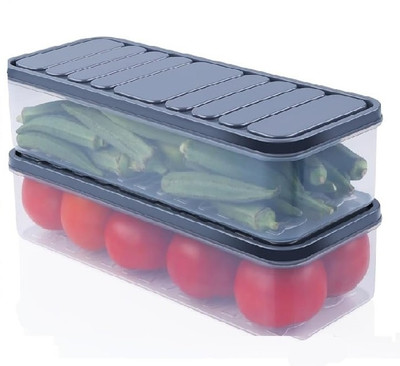 GaxQuly Plastic Fridge Container  - 1200 ml(Pack of 2, Multicolor)