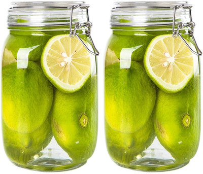 GOOD TO GREAT CREATION Glass Grocery Container  - 1200 ml(Pack of 2, Clear)
