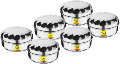 AEROBIX Steel Grocery Container  - 250 ml(Pack of 6, Silver)