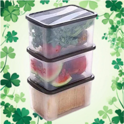 ADMONITION Plastic Bread Container  - 2000 ml(Pack of 3, Black, White)