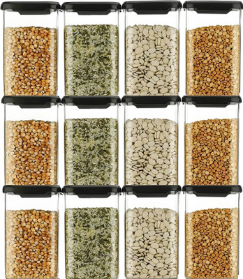 Ecodex Plastic Grocery Container  - 1100 ml(Pack of 6, Clear, Black)