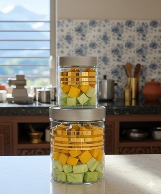 DYK Stainless Steel Pickle Jar  - 1200 ml, 640 ml, 340 ml, 240 ml(Pack of 16, Silver)