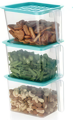 Garu Plastic Plastic Fridge Container  - 1000 ml(Pack of 3, Green)
