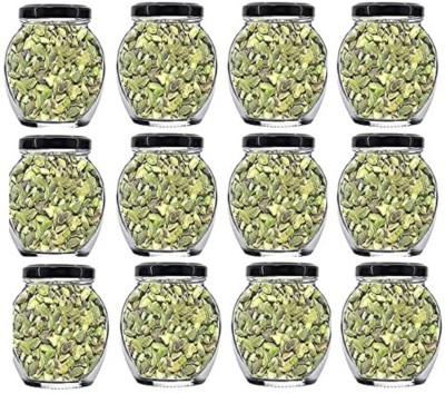 TINSUHG Glass Grocery Container  - 400 ml(Pack of 12, Black)