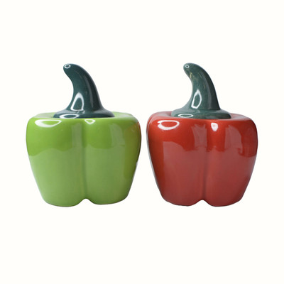 ShriKraft Ceramic Utility Container  - 500 ml(Pack of 2, Red, Green)