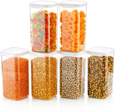 EMBICON Plastic Grocery Container  - 1500 ml(Pack of 6, White)