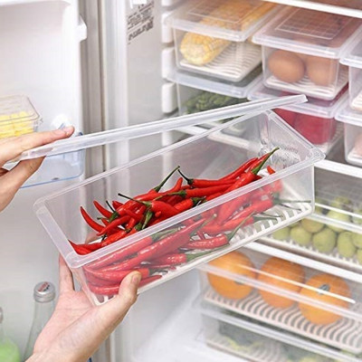 SEQUENCE Plastic Fridge Container  - 1500 ml(Pack of 6, Clear)